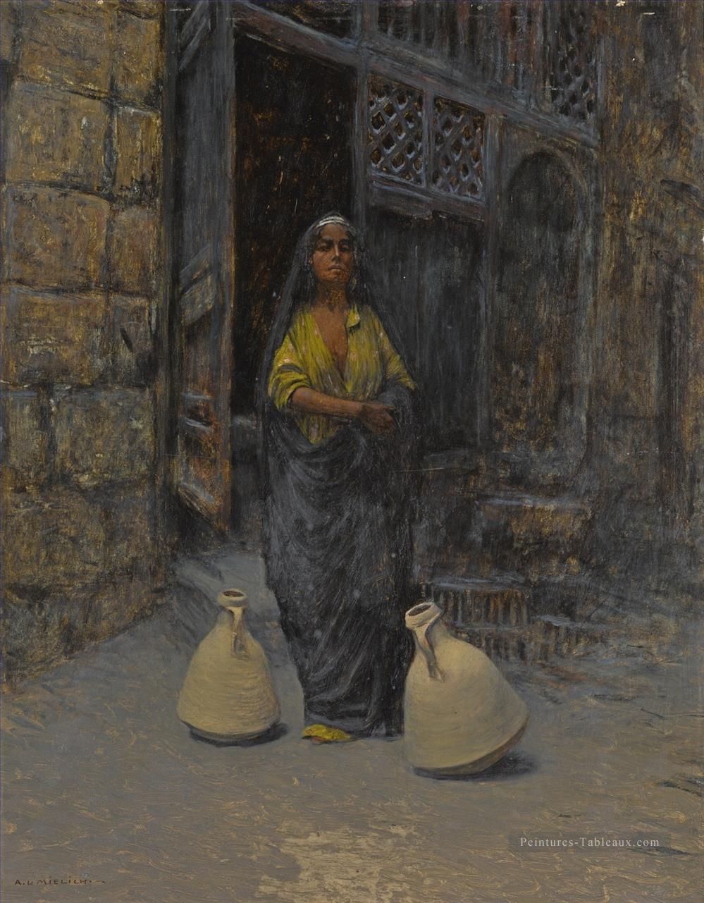 LE transporteur d’eau Alphons Leopold Mielich scènes orientalistes Peintures à l'huile